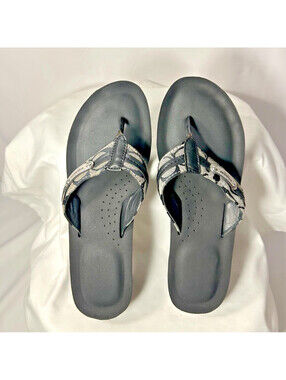 COACH Women's Jodee Black Wedge Flip Flops Sandals C Monogram Logo